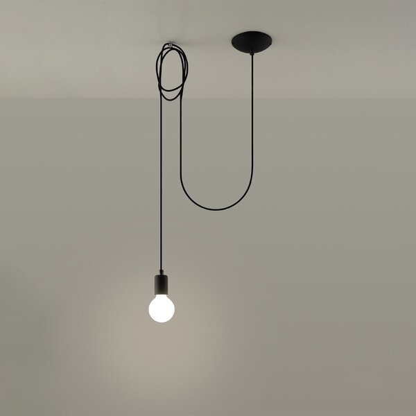 Lampada a Sospensione EDISON 1 E27 Nera in Acciaio