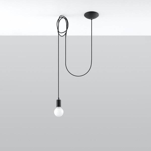 Lampada a Sospensione EDISON 1 E27 Nera in Acciaio