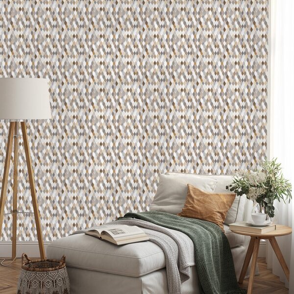 Carta da parati – Geometria marrone-beige su grigio