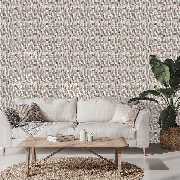 Carta da parati – Geometria marrone-beige su grigio
