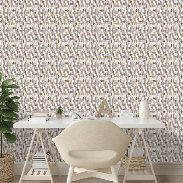 Carta da parati – Geometria marrone-beige su grigio