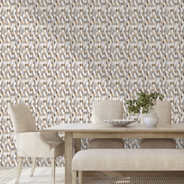 Carta da parati – Geometria marrone-beige su grigio