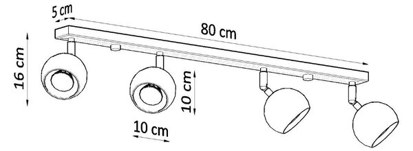 Lampada da soffitto 4xGU10 OCULARE 4L Orientabile in Acciaio