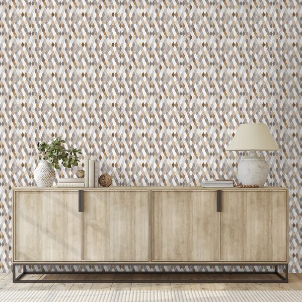Carta da parati – Geometria marrone-beige su grigio