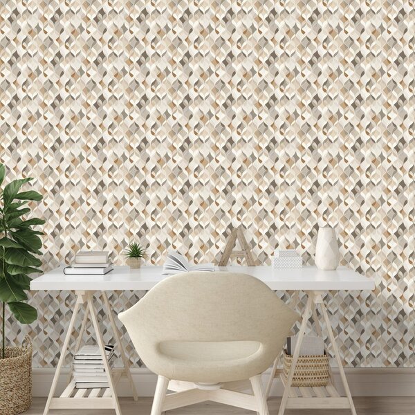 Carta da parati – Geometria beige con effetto tridimensionale