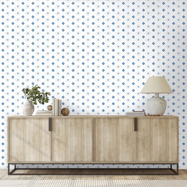 Carta da parati – Diamanti geometrici blu