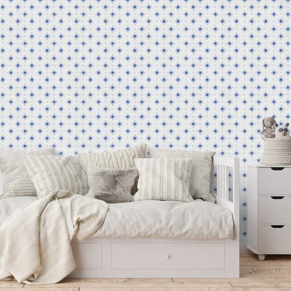 Carta da parati – Ornamenti floreali blu