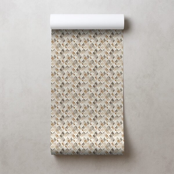 Carta da parati – Geometria beige con effetto tridimensionale