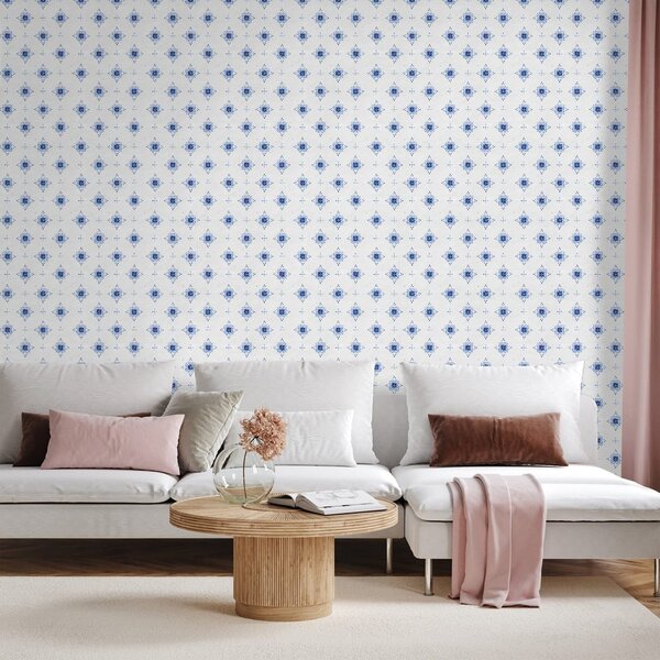 Carta da parati – Ornamenti floreali blu