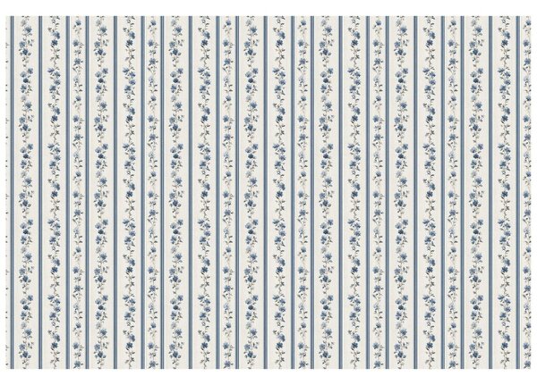Carta da parati – Fiori blu su strisce