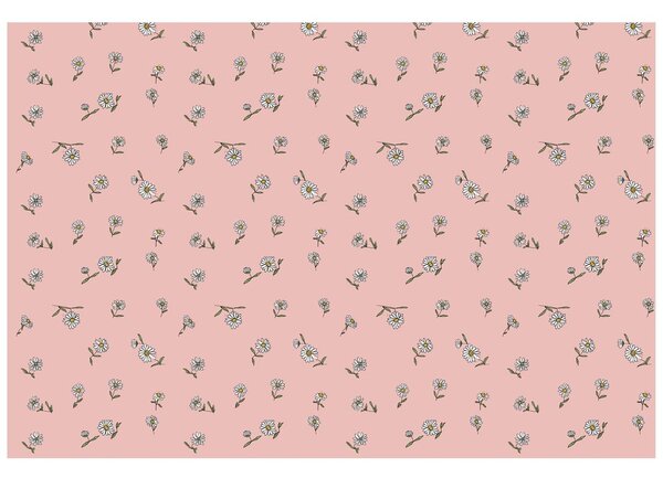 Carta da parati – Sfondo rosa con fiori bianchi