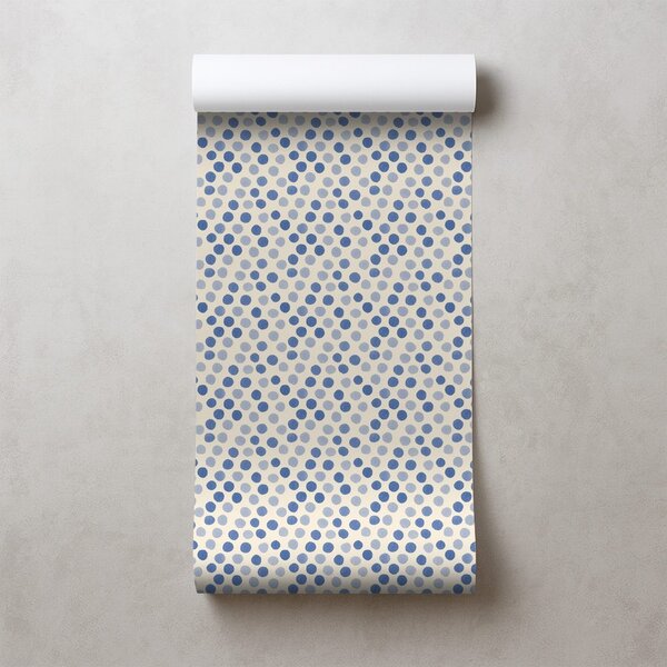 Carta da parati – Pois blu su sfondo beige