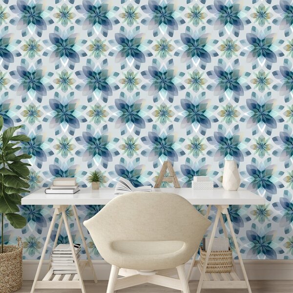 Carta da parati – Fiori blu ad acquerello