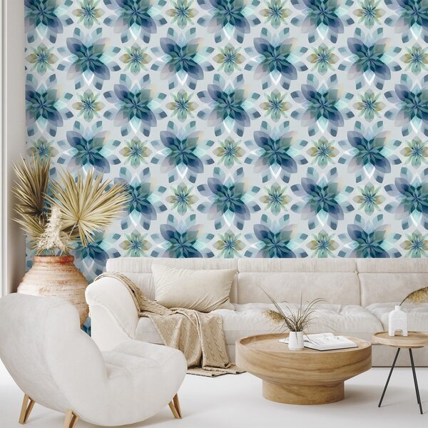 Carta da parati – Fiori blu ad acquerello