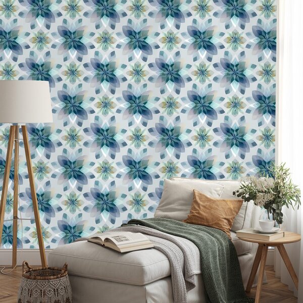 Carta da parati – Fiori blu ad acquerello