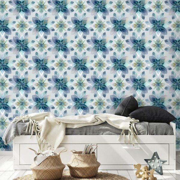 Carta da parati – Fiori blu ad acquerello