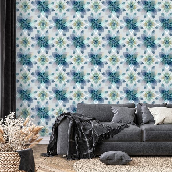 Carta da parati – Fiori blu ad acquerello