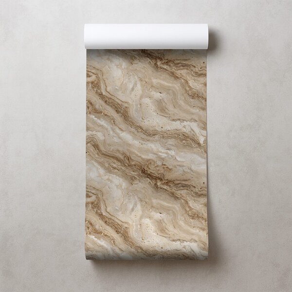 Carta da parati – Motivo marmo beige naturale