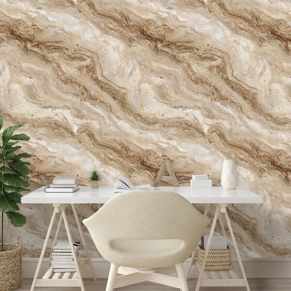 Carta da parati – Motivo marmo beige naturale