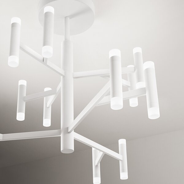 Plafoniera Contemporanea Candles Metallo Bianco Opaco Acrilico Led 68W 3000K