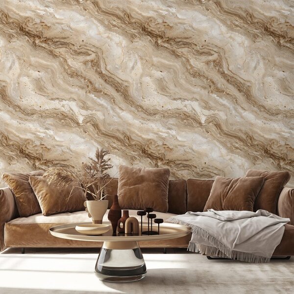 Carta da parati – Motivo marmo beige naturale