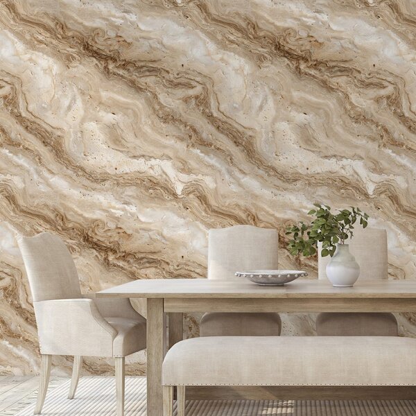 Carta da parati – Motivo marmo beige naturale