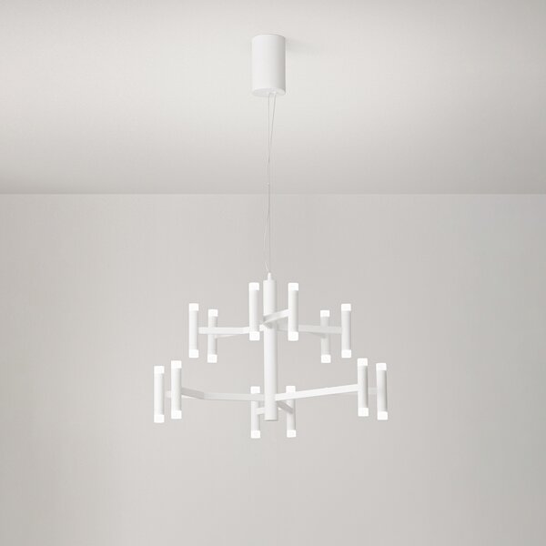 Lampadario Contemporaneo Candles Metallo Bianco Opaco Acrilico Led 68W 3000K