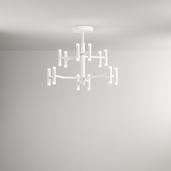 Plafoniera Contemporanea Candles Metallo Bianco Opaco Acrilico Led 68W 3000K