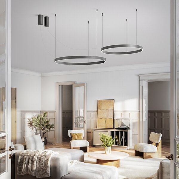Sospensione Moderna Etere Metallo Grigio Spazzolato Silicone Led 87W 3000K
