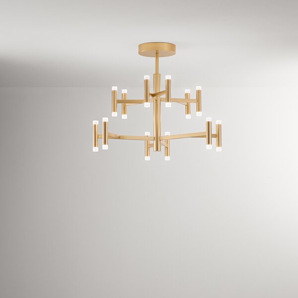 Plafoniera Contemporanea Candles Metallo Oro Spazzolato Acrilico Led 68W 3000K