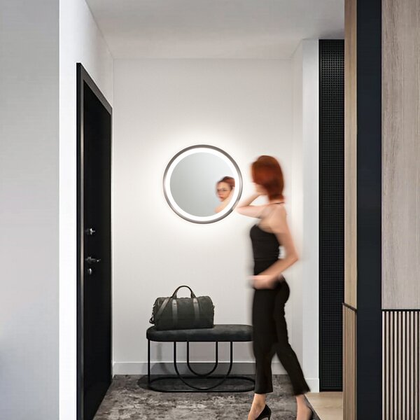 Plafoniera Moderna Mirò Metallo Grigio Titanio E Silicone Led 38W 3000K D40Cm