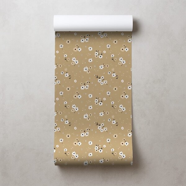 Carta da parati – Campo floreale su sfondo beige