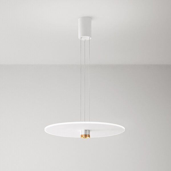 Sospensione Minimal Stream Metallo Bianco E Oro Acrilico Led 50W 3000K