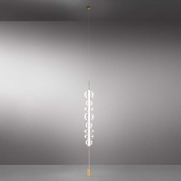Piantana Moderna Bubbles Metallo Oro Spazzolato Vetri Trasparenti Led 37W 3000K