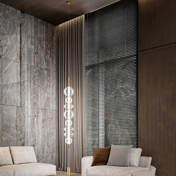 Piantana Moderna Bubbles Metallo Oro Spazzolato Vetri Trasparenti Led 37W 3000K