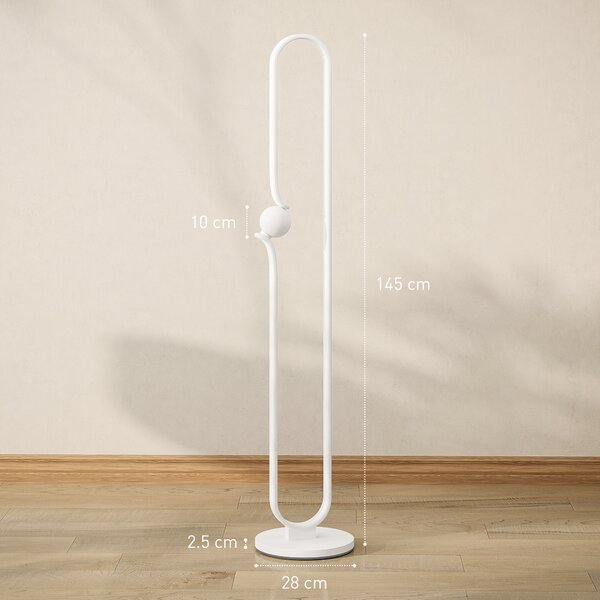 HOMCOM Lampada da Terra a LED a forma di Nota Musicale con Luminosità Regolabile e Pedale, 28x28x145 cm, Bianco | Aosom Italy