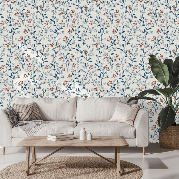 Carta da parati – Fiori delicati su sfondo bianco