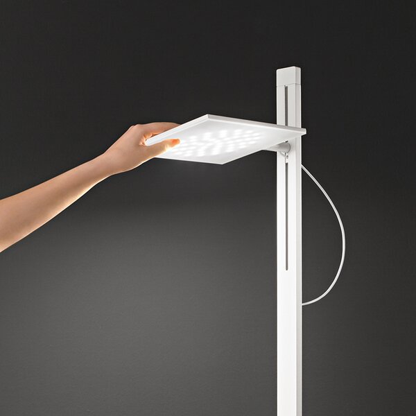 Piantana Moderna Radiante Metallo Bianco Opaco Acrilico Led 24W Cct Dimmerabile