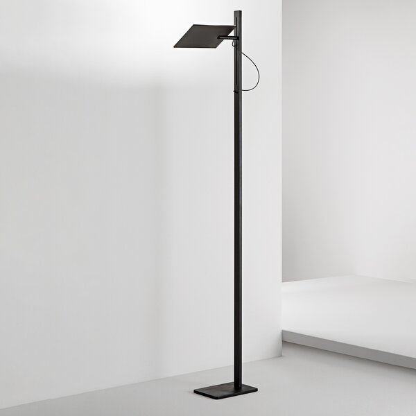 Piantana Moderna Radiante Metallo Nero Opaco Acrilico Led 24W Cct Dimmerabile