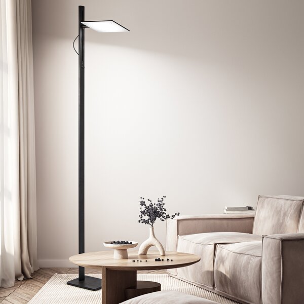 Piantana Moderna Radiante Metallo Nero Opaco Acrilico Led 24W Cct Dimmerabile