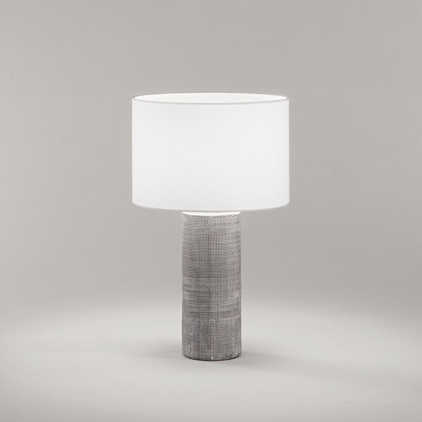Lampada Tavolo Contemporanea Tribale Ceramica Cemento Tessuto Bianco 1 Luce E27