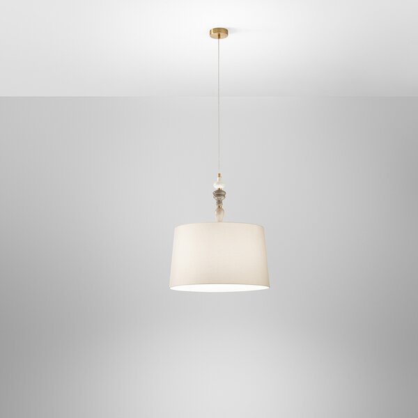 Sospensione Contemporanea Abaco Metallo Ottone Spazzolato Tessuto 1 Luce E27