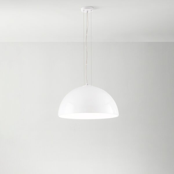 Sospensione Contemporanea Bell Metallo Bianco Vetro 1 Luce E27
