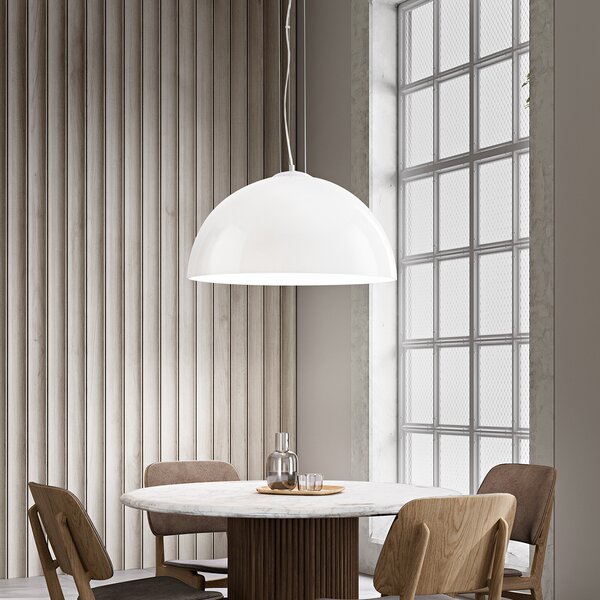 Sospensione Contemporanea Bell Metallo Bianco Vetro 1 Luce E27