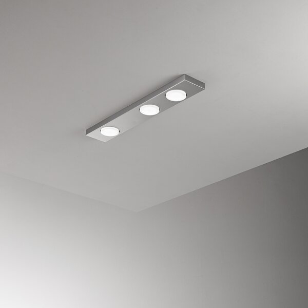 Plafoniera Moderna Bottone Metallo Alluminio Opaco 3 Luci Gx53 Ip20