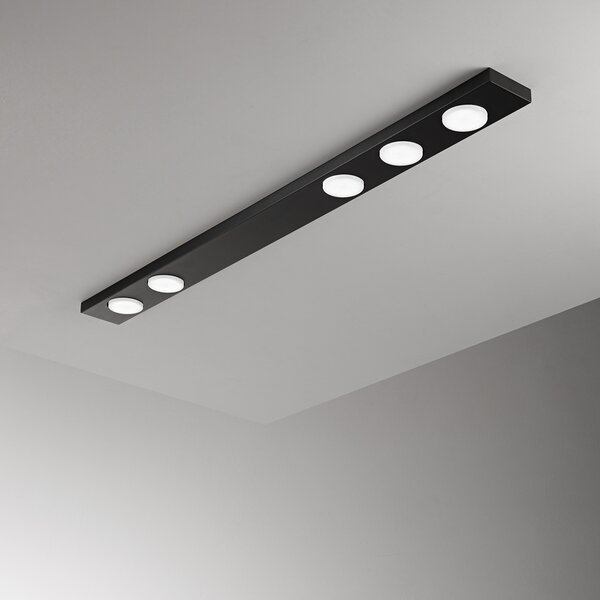 Plafoniera Moderna Bottone Metallo Nero Opaco 5 Luci Gx53 Ip20