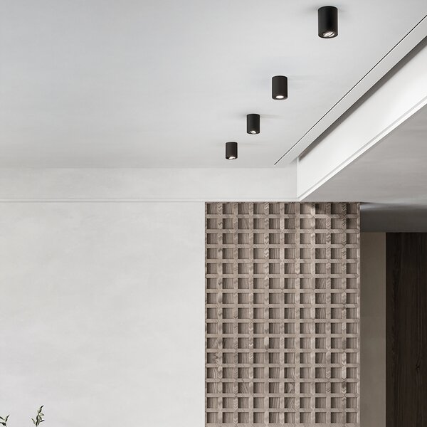 Plafoniera Moderna Centric Metallo Nero Opaco 1 Luce Gu10 Ip20
