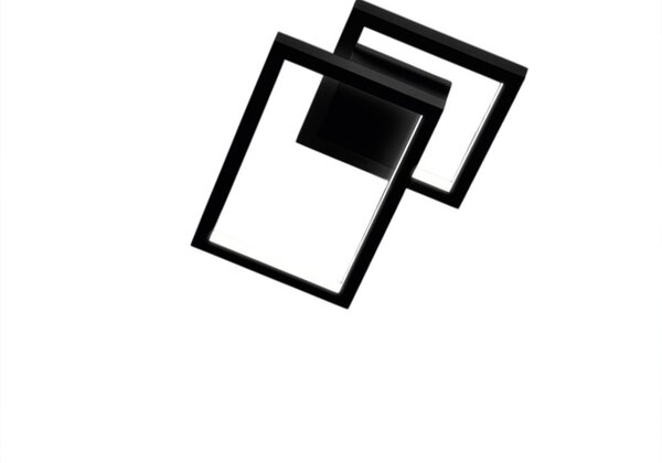 Plafoniera Moderna Cross Alluminio Nero Opaco Led 20W Dimmerabile Ip20