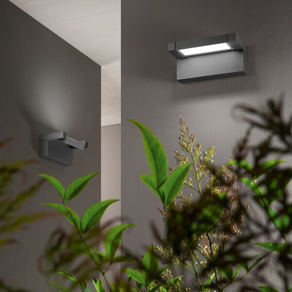 Applique Esterno Moderna Display Alluminio Antrcite Led 20W Cct Ip65