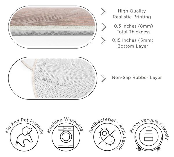 Tappeto rotondo in rosa chiaro lavabile ø 150 cm Dusty Leaves – Mila Home